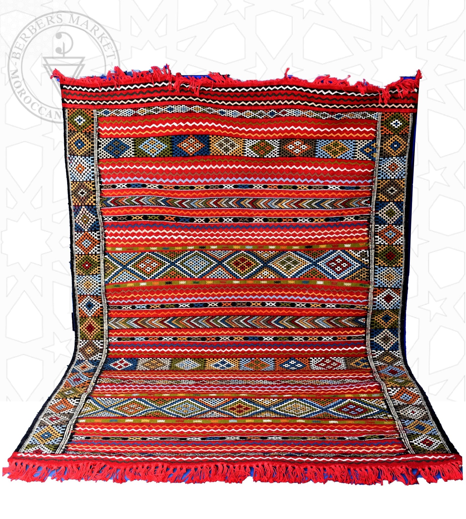 Taznakht Kilim flatweave Moroccan rug - 5.42 x 6.9 ft / 165 x 210 cm - Berbers Market