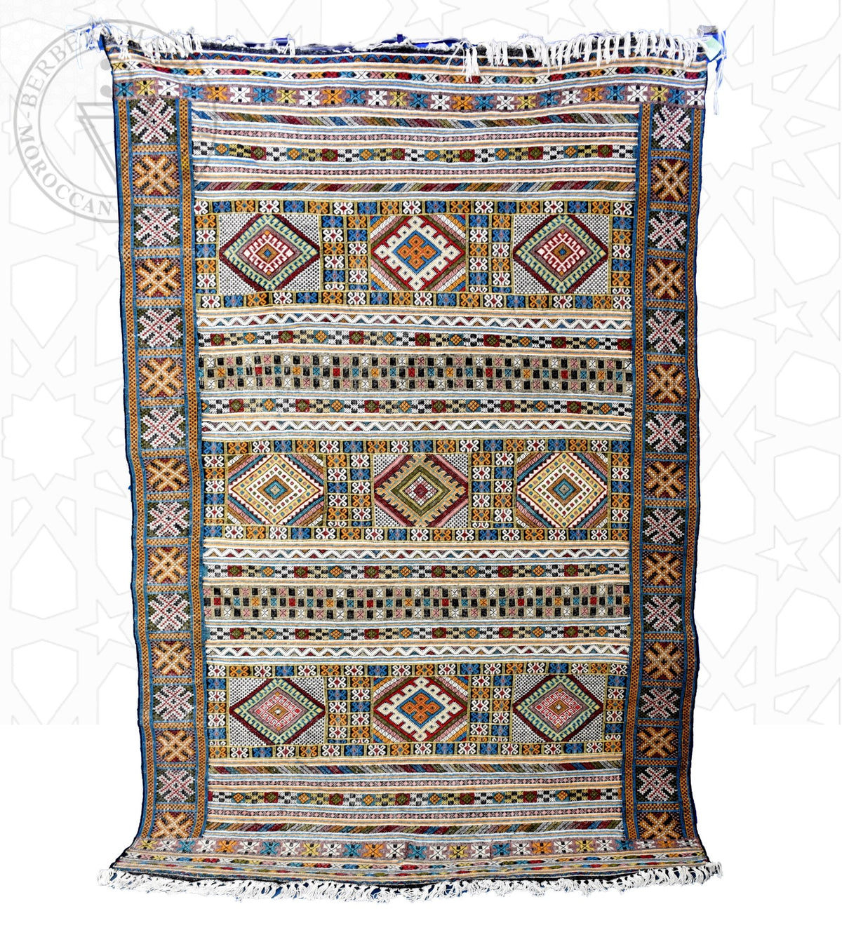Taznakht Kilim flatweave Moroccan rug - 6.4 x 8.88 ft / 195 x 270 cm - Berbers Market