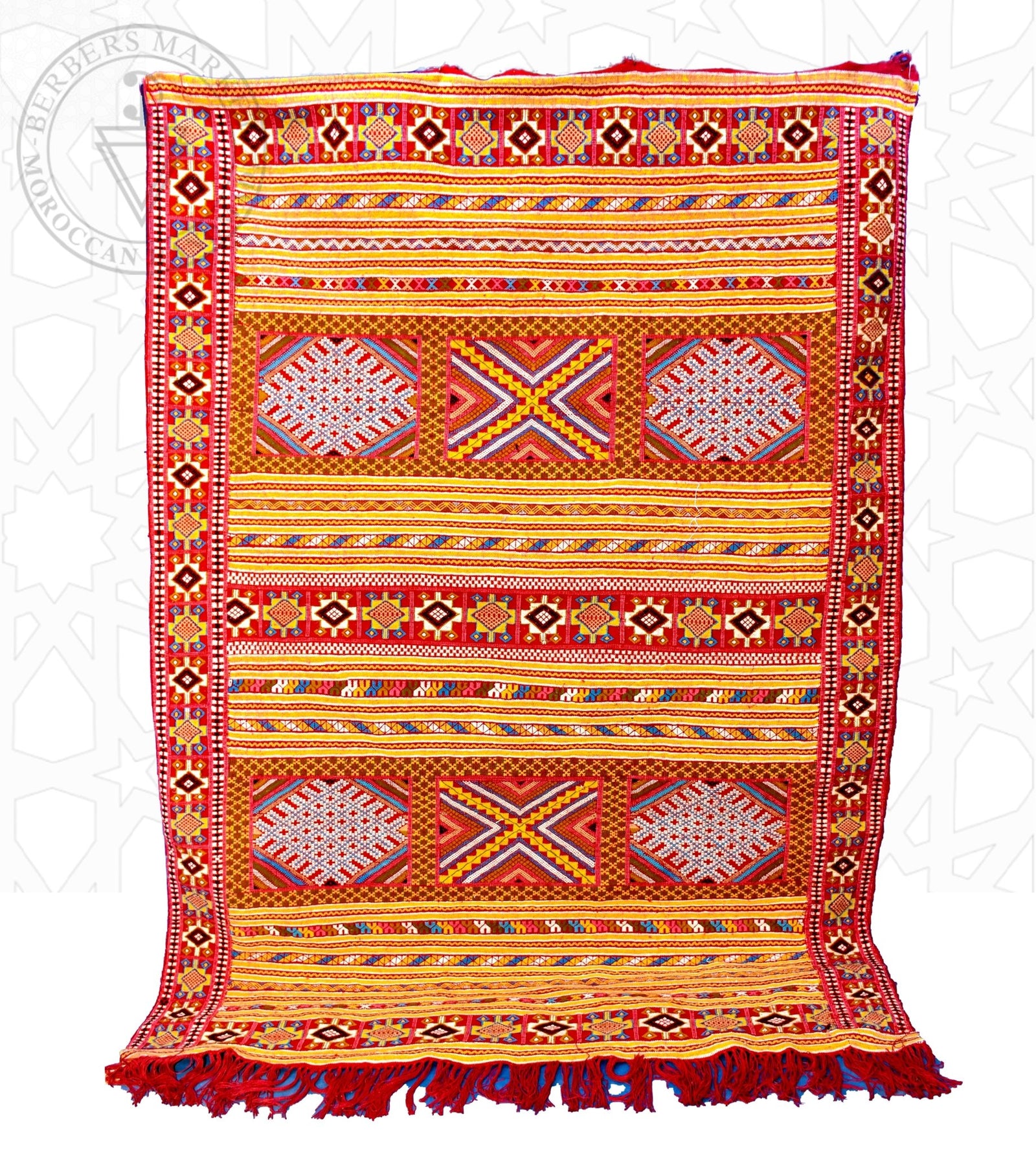 Taznakht Kilim flatweave Moroccan rug - 6.57 x 9.52 ft / 200 x 290 cm - Berbers Market