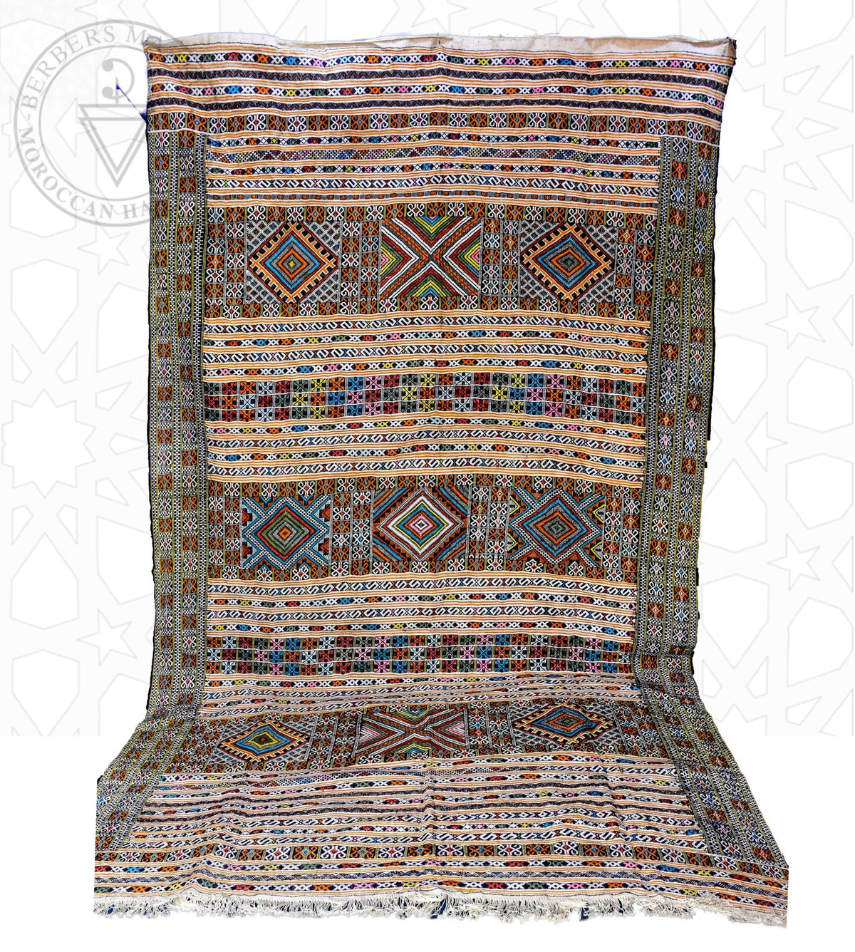 Taznakht Kilim flatweave Moroccan rug - 7.55 x 12.14 ft / 230 x 370 cm - Berbers Market