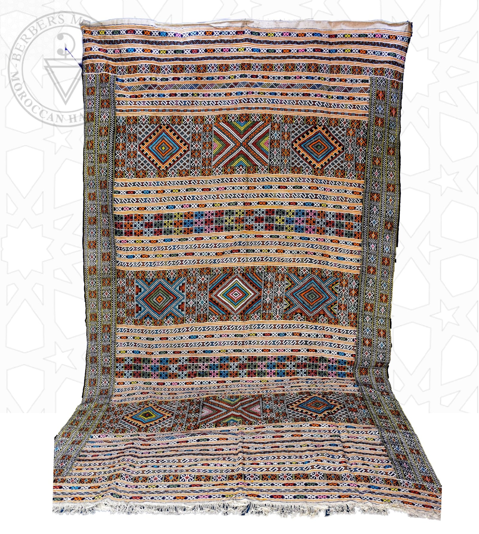 Taznakht Kilim flatweave Moroccan rug - 7.55 x 12.14 ft / 230 x 370 cm - Berbers Market