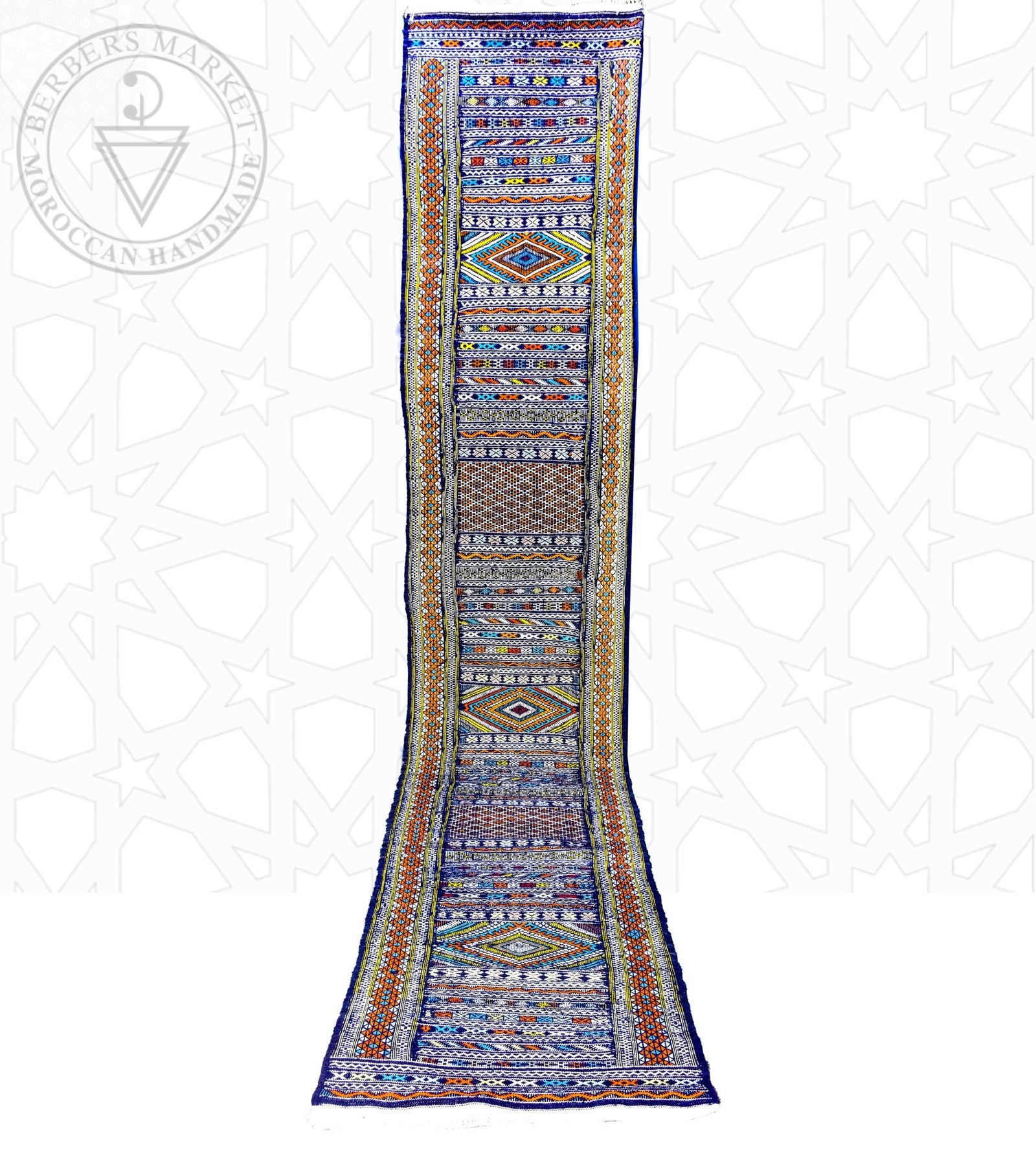 Taznakht Kilim flatweave runner Moroccan rug - 2.47 x 12.31 ft / 75 x 375 cm - Berbers Market