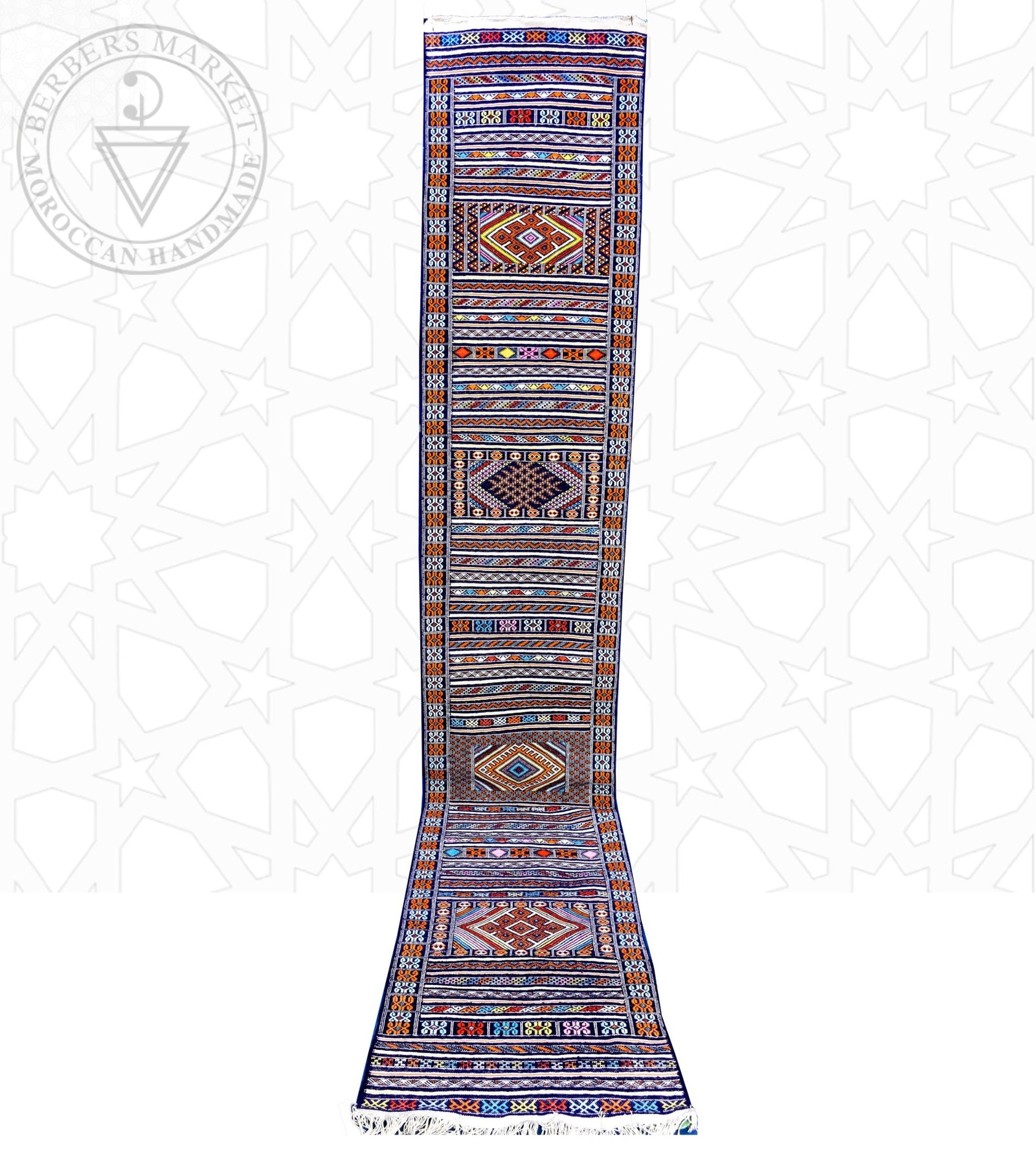 Taznakht Kilim flatweave runner Moroccan rug - 2.47 x 12.31 ft / 75 x 375 cm - Berbers Market