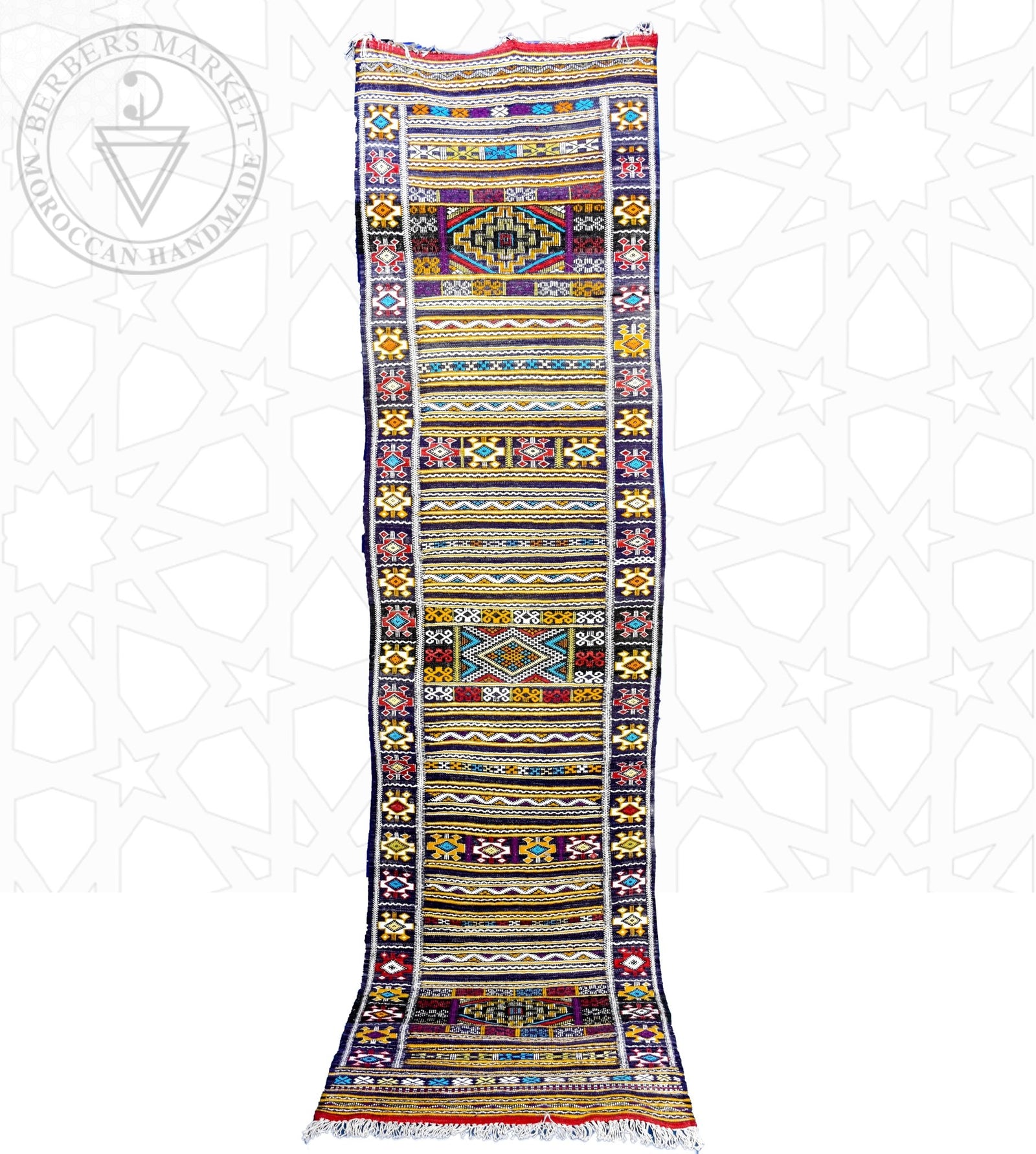 Taznakht Kilim flatweave runner Moroccan rug - 2.63 x 9.85 ft / 80 x 300 cm - Berbers Market